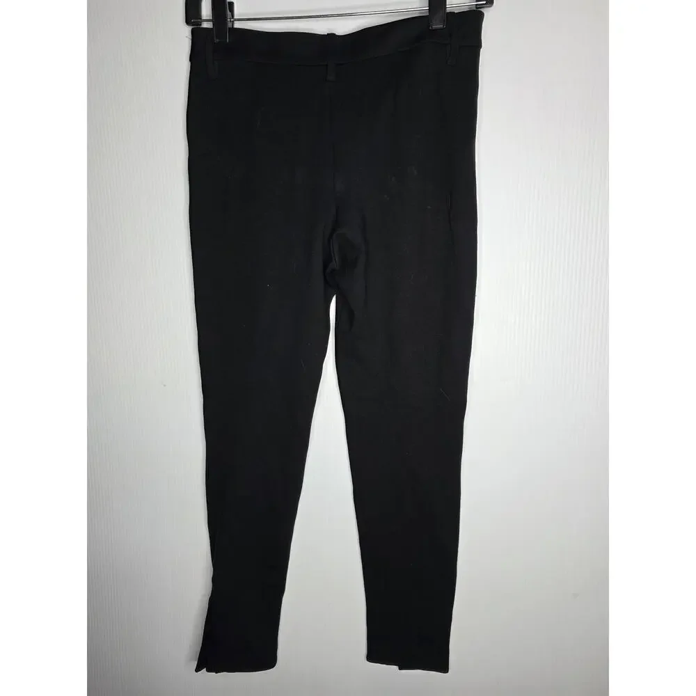 Ralph Lauren Size S Black Slim Fit Trousers With Leather-Look Trim